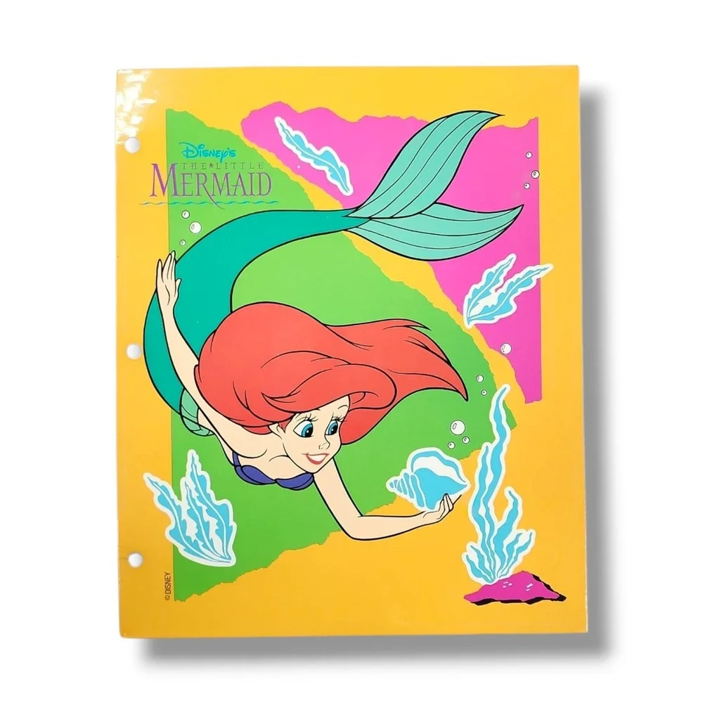 Vintage 90s The Little Mermaid Pocket Folder‎ Impact International EUC